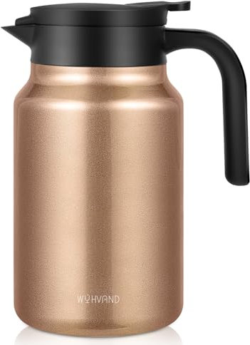WYHVAND 1,5L Thermoskanne aus Edelstahl, Isolierkanne und Kaffeekanne für Heiß- und Kaltgetränke, staubdicht, ideal für Zuhause, Büro oder Party, Kupfer