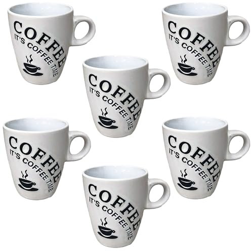 Doriantrade Kaffeebecher 6 Stück Coffee Tassen Kaffeetassen Weiß 150ml aus Keramik Kaffee Becher Tasse