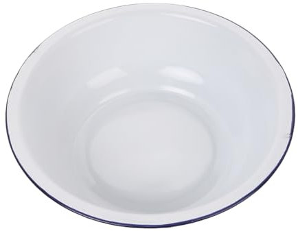 DOITOOL Pure White Enamel Basin 34cm, Thickened Vintage Enamel Wash Bowl for Kitchen and Vegetable Washing, Multi-use Enamelware Mixing and Fruit Bowl