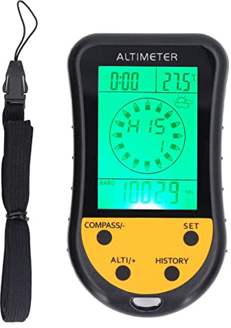 Locadence Digitaler Höhenmesser, 8 in 1 LCD Display, Luftdruckprüfer mit Hintergrundbeleuchtung, Multifunktions Barometer Thermometer für Outdoor Sportler