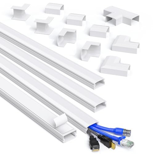 MUDEELA Kabelkanal Weiß Selbstklebend, 4 Meter PVC Kabelabdeckung, TV Kabelkanal für alle Netzkabel in Haushalt/Büro - 30mm (B) x 17mm (H) - 4 x 1m Länge