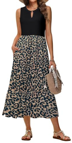 Tanmolo Damen Maxikleid Ärmellos Rundhals A-Linie mit Taschen | Lässige Eleganz für Alltag, Urlaub & besondere Momente