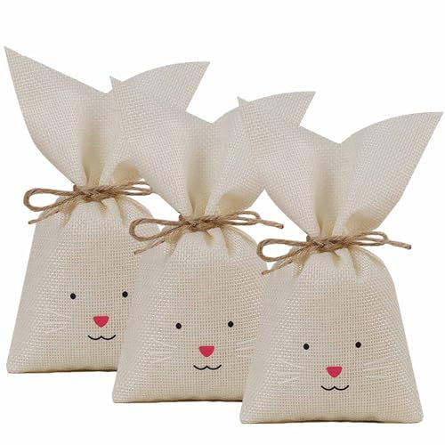 HERZONE 12pcs Ostertüten zum Befüllen Osterbeutel Stoff ostern Säckchen zum Befüllen, Geschenkbeutel, Osterkörbchen (12pcs)