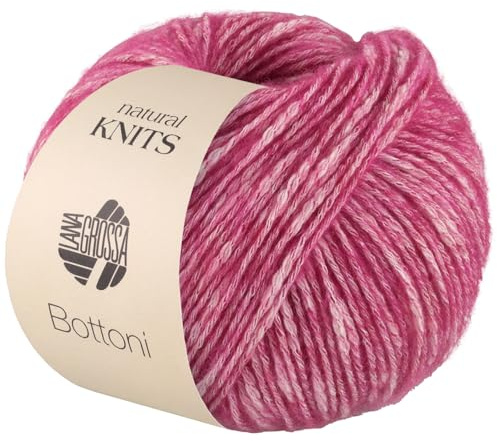 LANA GROSSA Bottoni | Baumwoll-Viskosegemisch mit Merinofasern | Handstrickgarn aus 53% Baumwolle, 24% Viskose & 23% Schurwolle | 50g Wolle zum Stricken & Häkeln | 125m Garn FB 4