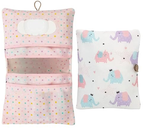 LAINIKE Windeltasche Organizer und Kosmetiktasche 2in1 Windeltasche Kleine Wickeltasche Organizer Baby Windeltasche für Mutter Unterwegs (Elefant)