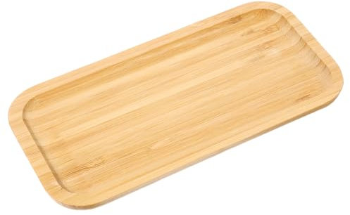 Plateau de salle de bain en bambou lisse et épais pour boules de parfum, bougies, cosmétiques, bijoux, maquillage, 20,3 x 10,2 x 1,3 cm