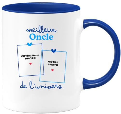 quotedazur Café-Croissant - Mug Personnalisé Tasse Cadeau Noël Meilleur Oncle De L'Univers - Bleu/Céramique