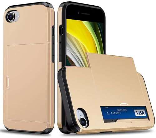 Belzsxy Handyhülle für iPhone 6/iPhone 6s Hülle, mit Kartenfach, Harte PC Stoßfest Robust Fallschutz Outdoor Militär Schutzhülle für iPhone 6/iPhone 6s (Goldene)