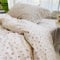 Michorinee Floral King Size Duvet Cover Set Pink Roses Flowers Pattern Bedding Vintage Beige Striped Microfiber Quilt Cover with Zipper Closure and 2 Pillow Cases 50 x 75 cm Easy Care