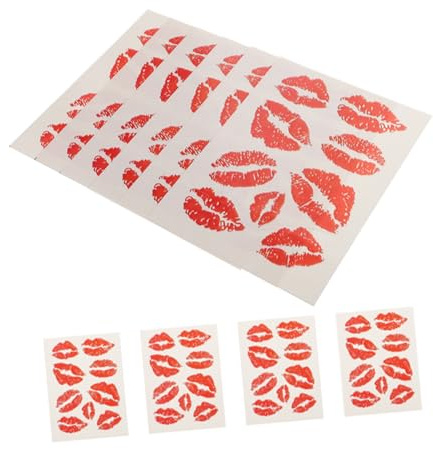 Beavorty Red Lips Temporary Tattoo Stickers 10pcs Small Waterproof Lip Kiss Face and Body Stickers for Girls Kids Valentines Day Party Halloween Costume Accessories