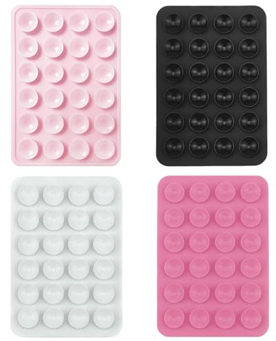 Aribliseza Handy Saugnapf, 4 Stück, Silikon Saugnapf für Handy, Starker Griff Halter für Selfies und Tiktok Videos, Handfreier Klebegriff für iPhone und Android, 2.17 x 3.15