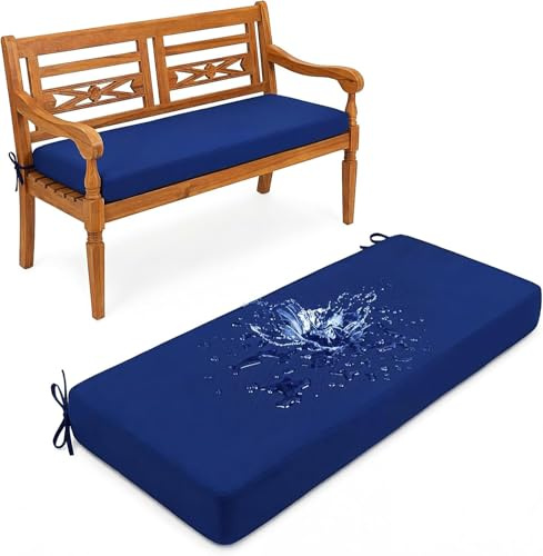 Aocase 5cm Dick Sitzbank Kissen 115x60cm Bankauflage Bankkissen Sitzkissen Bank mit Rutschfester Unterseite, Indoor Outdoor Abnehmbarem Sitzauflage Gartenbankauflage Sitzpolster, Blue