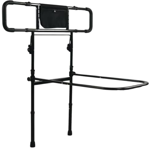 abc HOME Aufstehhilfe für Bett – Höhenverstellbarer Bettgriff & Rausfallschutz – Inkl. Gurt-Fixierung & Abnehmbarer Tasche – Stabil bis 120kg – Bettgeländer faltbar für Senioren & Pflege
