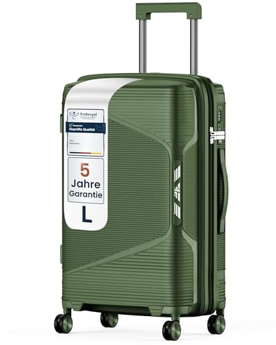 4FLY Leichter Hartschalen-Reisekoffer L - Groß 64 cm (61L) – Trolley Koffer mit TSA-Schloss, Doppelrollen, Aluminium-Teleskopgriff & Doppelreißverschluss, Aufgabegepäck Reisegepäck