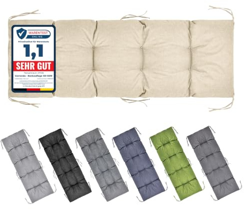 Garronda Bankauflage Outdoor Gartenbank Auflage 160x50 Cappuccino GD-0219 | Dicke: ca. 10 cm, Wasserabweisend, UV-beständig, mit Bändern, als Sitzpolster für Sitzbank, Hollywoodschaukel und Gartenmöbel