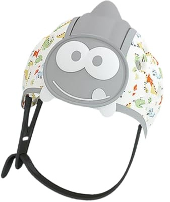 Ysyqkn Casque Bébé Protection Chapeau Sécurité Enfant Casquette Éponge Élastique Coussin Respirant pour Marche Rampement Convient à Intérieur Extérieur, gris blanc