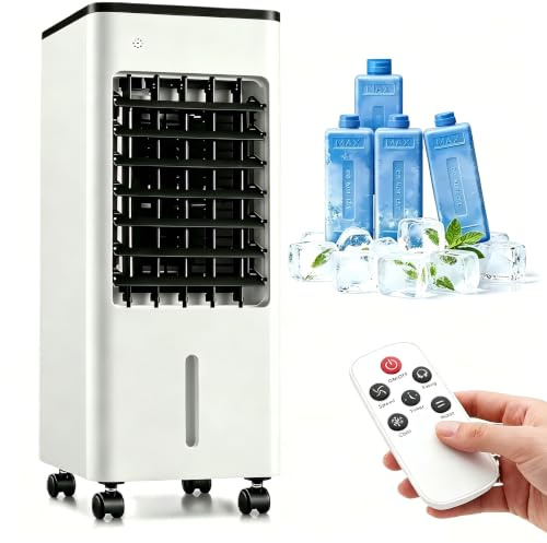Portable Evaporative Air Cooler,3 in 1 Air Cooler/Fan/Humidifier Air Conditioner Fan with 6L WaterTank & Remote,3 Speeds,7.5H Timer,90° Oscillation,Quiet Cooling Fan for Office Home Bedroom