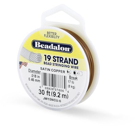 Beadalon 9.2 m Reel 0.46 mm Diameter 19 Strand Wire, Satin Copper