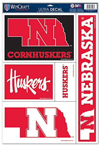 Wincraft NCAA Nebraska Cornhuskers Ultra Aufkleber-Bogen, 27,9 x 43,2 cm, Team-Farbe