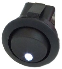 Phobya Wippschalter Rund - LED weiß - 1-polig AN/AUS schwarz (3pin) Wasserkühlung Überwachung