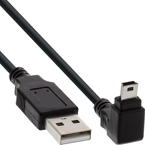 InLine 34210 USB 2.0 Mini-Kabel, Stecker A an Mini-B Stecker (5pol.) unten abgewinkelt 90°, schwarz, 1m