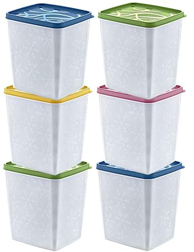 Annastore 6 x Tiefkühldosen - Gefrierdosen zum Einfrieren - Frischhaltedosen stapelbar - Vorratsdosen zum Einfrieren und Auftauen - Mikrowellendosen - 1850 ml