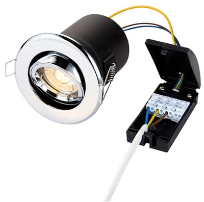 Saxby 50682 50W shieldPLUS MV Tilt Recessed Fire Rated Downlight GU10 Ceiling Spotlight - Chrome