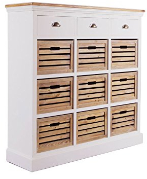Landhausmöbel - Kommode Touraine Holz 12 Schubladen Vintage Look weiß
