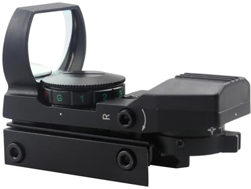 MAYMOC Rotes und grünes Reflexvisier mit 4 Fadenkreuzen, mit 20-mm-Montageschiene