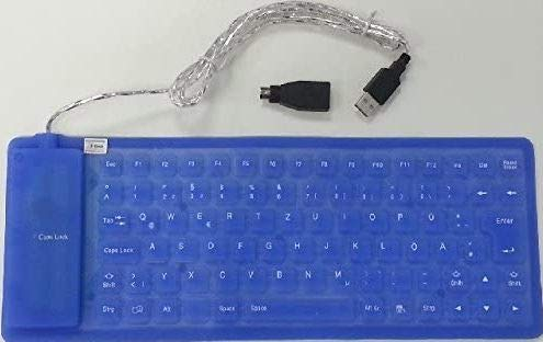 KesCom Flexible Tastatur PS/2 USB Wasserdicht einrollbar Deutsch blau - Windows 10