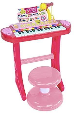 Bontempi | MiniMaestro: Tastiera Giocattolo Elettronica a 31 Tasti con Microfono e Accessori, Rosa, 450x430x610 mm
