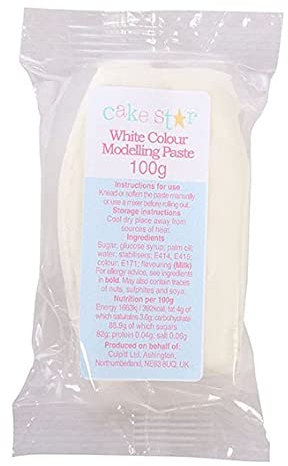 Cake Star Colour Edible Modelling Pastes- Sugar Paste For Figure Models- Flowers- Floral Gums- & Other Cake Decorations- Sets Hard- Smooth Finish - White Modelling Paste White 500g