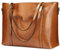 S-ZONE Sac à bandoulière en cuir véritable avec poignée supérieure pour femme - Fourre-tout de travail quotidien - Grande capacité