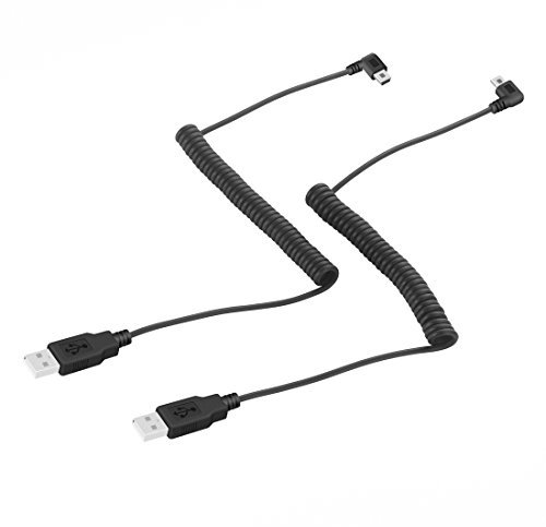 LOKEKE Coiled USB 2.0 Type A to Mini B Cable Male Cord With Left and Right Angle for GoPro Hero 3+,Hero HD, Cellphones,MP3 Players,Digital Cameras Coiled USB 2.0