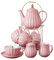 Jusalpha Rose en porcelaine fine Tasse à café/tasse à thé, Soucoupe, cuillères, Théière et ensemble de la crème, 17-pieces Full set P
