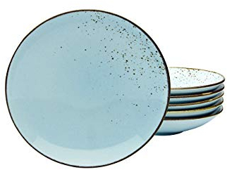 CreaTable 22 cm, LIGHTBLUE, 22066, Serie Nature Collection, 6-teiliges Geschirrset, Suppenteller aus Steinzeug, spülmaschinen-und mikrowellengeeignet, Qualitätsproduktion
