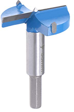 sourcing map Forstnerbohrer 53 mm, Wolframcarbid Holz Lochsäge Schneckenöffner Holzbearbeitung Scharnier Loch Bohren Bohrer Bohrer Cutter (blau, grau)