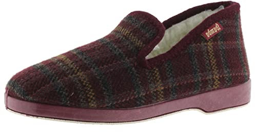 victoria Zapatillas de casa Wamba Confortable Cuadros & Interior Borreguito & Suela Al Tono 202001 para Hombre Burdeos 44