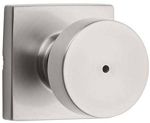 Kwikset Pismo Interior Privacy Door Knob with Lock, Door Handle for Bathroom and Bedroom, Satin Nickel Keyless Turn Lock Doorknob, with Microban Protection