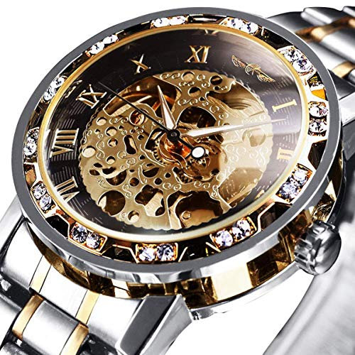 Watches, Men's Watches Mechanical Hand-Winding Skeleton Classic Fashion Stainless Steel Steampunk Dress Watch for Men