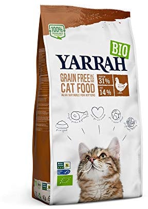 Yarrah Bio Katzenfutter trocken | getreidefrei | Hochwertiges Premium Trockenfutter für Katzen | Hoher Nährstoffanteil | Futter für Katzen jeden Alters mit Bio-Huhn und MSC Fisch, 6kg
