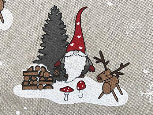 Witzige und lustige Elche, Linnenlook, Weihnachtsstoff, Meterware, Breite 140 cm (Elche 4)
