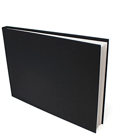 Artway Studio - Gebundenes A4-Skizzenbuch - Querformat - 92 Seiten/46 Blätter aus 170 gsm Papier - Schwarzes Skizzenbuch mit festem Einband