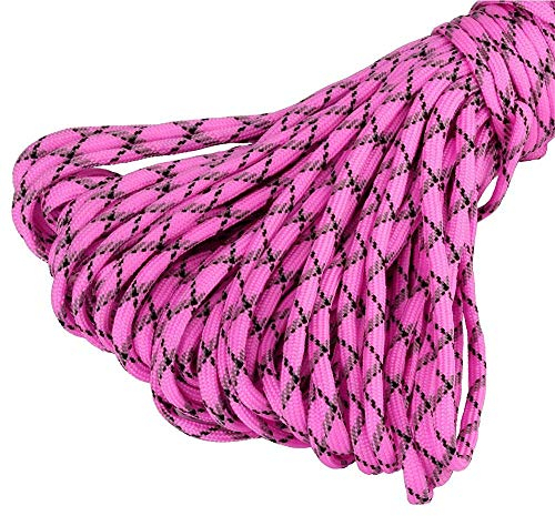 King of Trade 5m Farbe-004 rosa-schwarz-grau Paracord 550 Fallschirmschnur Nylonleine