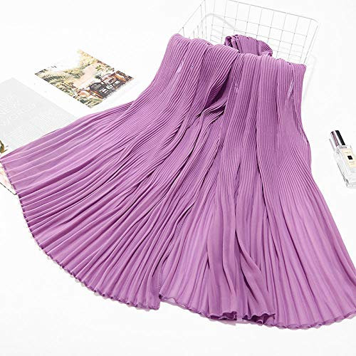 Schal Damen Perlen Chiffon Faltenrock Mit Turban Für Damen High-End-Mode Turban Seide Schal-25 Hellviolett_85 * 180Cm