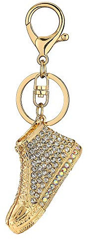WANLIAN Porte-clés strass de baskets haut de gamme, porte-clés étincelant de chaussures de sport,pendentif de anneau de Clé, de charme d'alliage de cristal étincelant (Or)