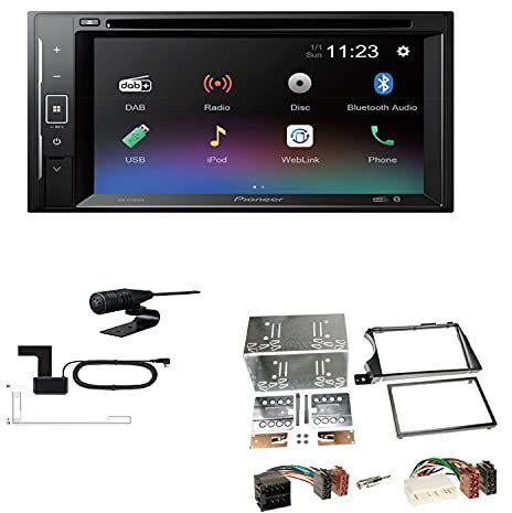 Pioneer AVH-A240DAB Autoradio Bluetooth DAB DVD USB passend für SsangYong Kyron anthrazit mit OEM Radio