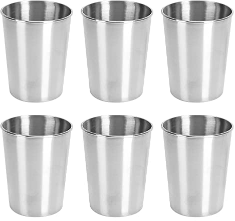 MOPOIN Tazza in Acciaio Inox, 6Pezzi 250ml Bicchieri in Acciaio Inox Tazze in Metallo Riutilizzabile Bicchiere da Campeggio Impilabile Bicchierini in Acciaio per Campeggio Escursionismo Partito