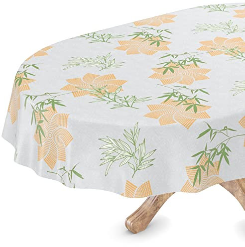 Tischdecke abwaschbar Wachstuch Wachstuchtischdecke Oval 140 x 180cm Schnittkante Geheimnis Hellgrau pflegeleicht