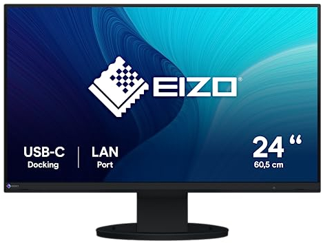 EIZO FlexScan EV2490-BK 60,5 cm (23,8 Zoll) Monitor (HDMI, USB Hub, USB-C, RJ-45 LAN, KVM Switch, Daisy Chain, DisplayPort, 5 ms, 1920 x 1080, höhenverstellbar) schwarz